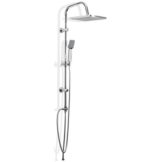 Immagine di COLONNA DOCCIA SQUARE 2 FUNZIONI SOFFIONE ANTICALCARE 25 CM DOCCETTA FLESSIBILE ACCIAIO INOX 200CM H108CM ACCIAIO CROMO