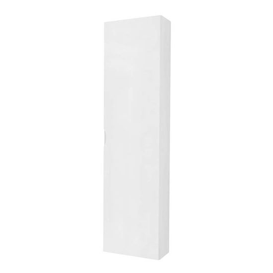 Immagine di COLONNA SOSPESA IN MDF 1 ANTA LAVORAZIONE FRESATA CHIUSURA SOFT CLOSE FINITURA PVC 35X20XH140 CM BIANCO