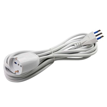 Immagine di CAVO 3X1 MM SPINA 16A PRESA UNIVERSALI, COLORE BIANCO, 5 MT